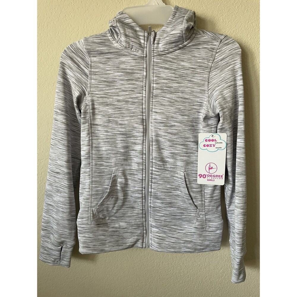 90 Degree By Reflex Space Gray Thumbholes Girls Zip Up Hoodie Jacket Size M 10